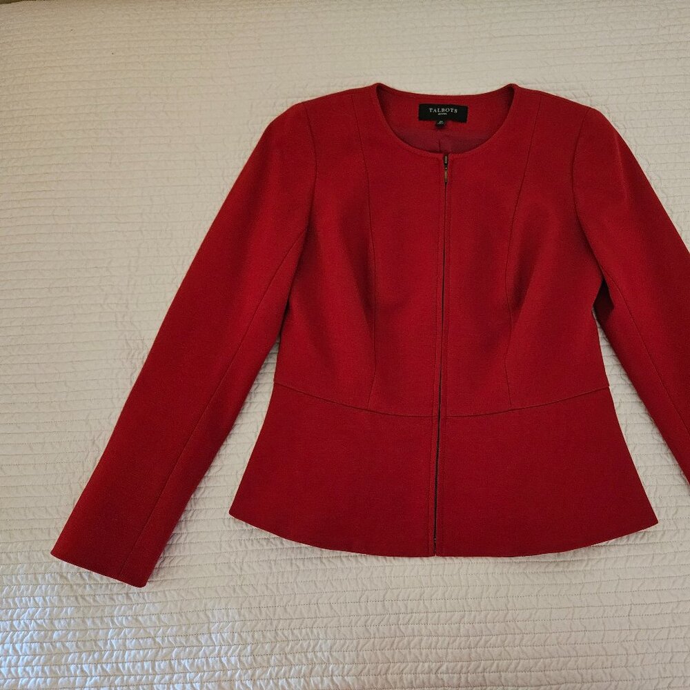Talbots Red Zip Peplum Jacket - Size 0p